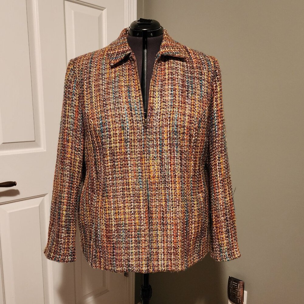 Coldwater Creek 20-22 Brown-Gold Tweed Blazer